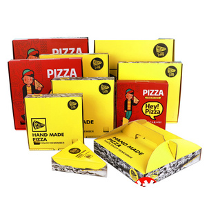 Custom Size Shape Wholesale Yellow Corrugated Pizza Packing Carton Box with Logo Box For Pizza