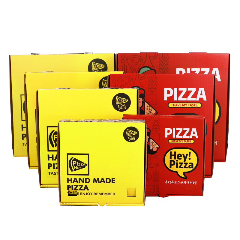 Custom Size Shape Wholesale Yellow Corrugated Pizza Packing Carton Box with Logo Box For Pizza