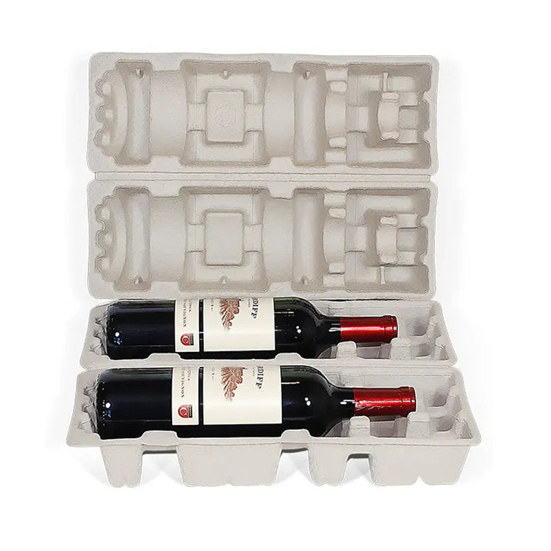 Wholesale Degradable Molded Pulp Wine Tray Shipping Box Eco Friendly Wine Shipper Packaging