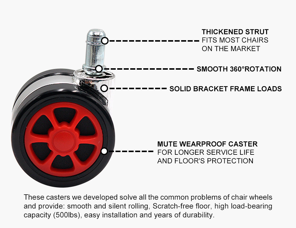 Heavy Duty Office Chair Wheels Replacement Office Chair Caster Wheel Roller Blade Furniture sliding gaming Casters Wheels