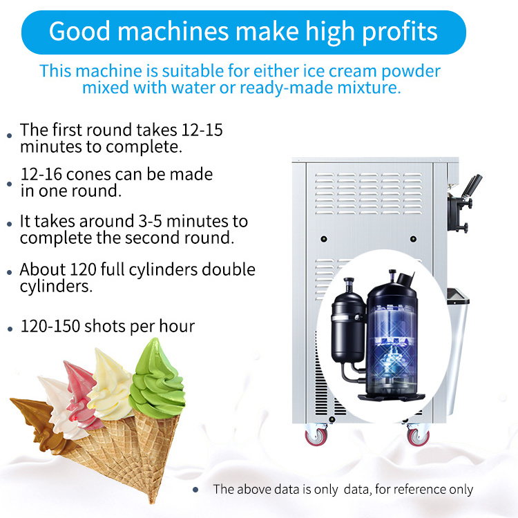 GQ-618DB Commercial Three Flavors Automatic Ice Cream Machine Milk Powder Restaurant Milkshake Machine Real Fruit Icream Machone