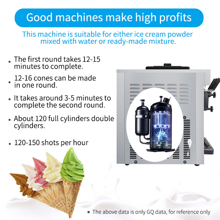 GQ-618CTB hot sale 2+1 flavors machine make ice cream soft ice  cream machine for business factory price