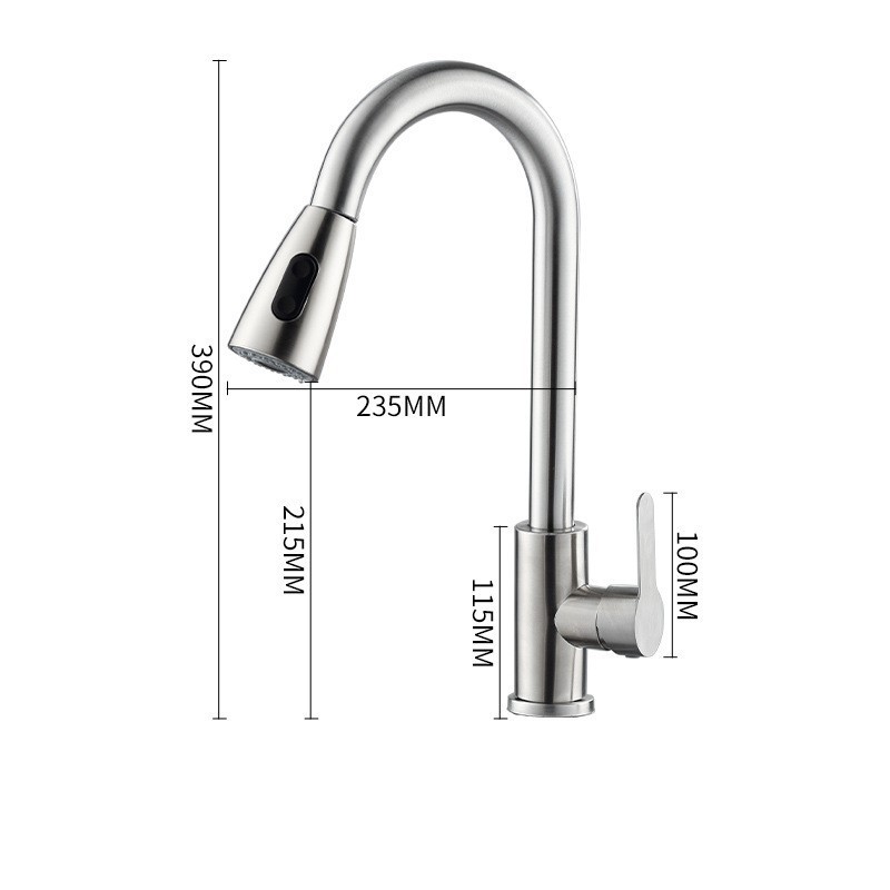 2024 Hot Sale factory sealed 304 stainless steel original color sink kitchen pull out mixers faucet