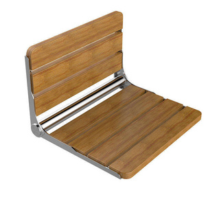 Folding Wall Mounted Teak Wood Fold Down Shower Seat wood stool Bench for Inside Shower, Bathroom Fold Up Show