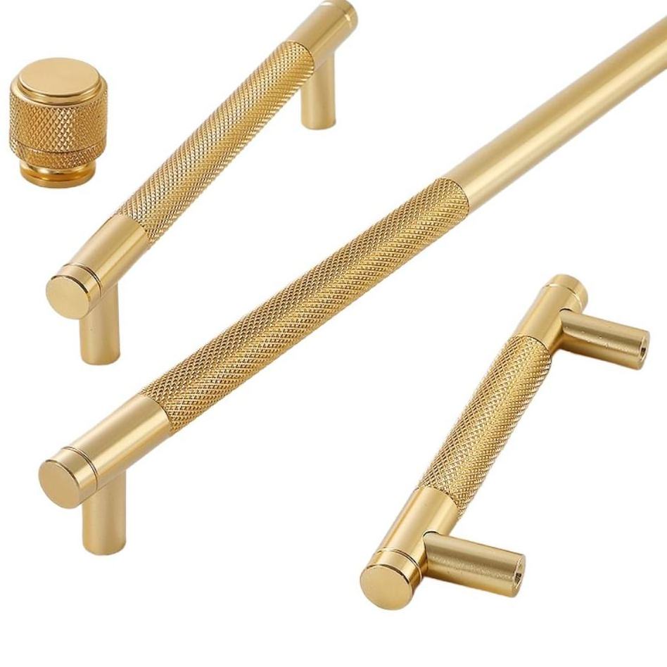 160mm simple luxury wardrobe drawer handle brush gold kitchen cabinet handle and knobs for furniture hardware