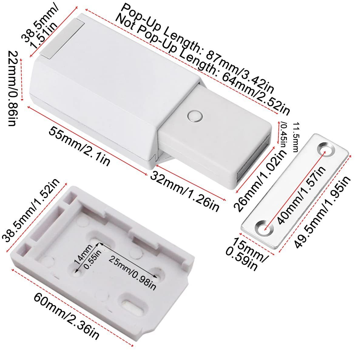 Heavy Duty Push to Open Cabinet Hardware Magnetic Push Latch Lock for Hidden Door Touch Latches and Catch Magnet Push