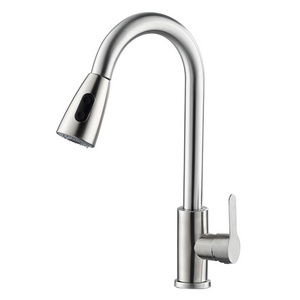 Single Handle High Arc Brushed Nickel Pull Out Kitchen Faucet Stainless Steel Kitchen Sink Faucets with Pull Down Sprayer