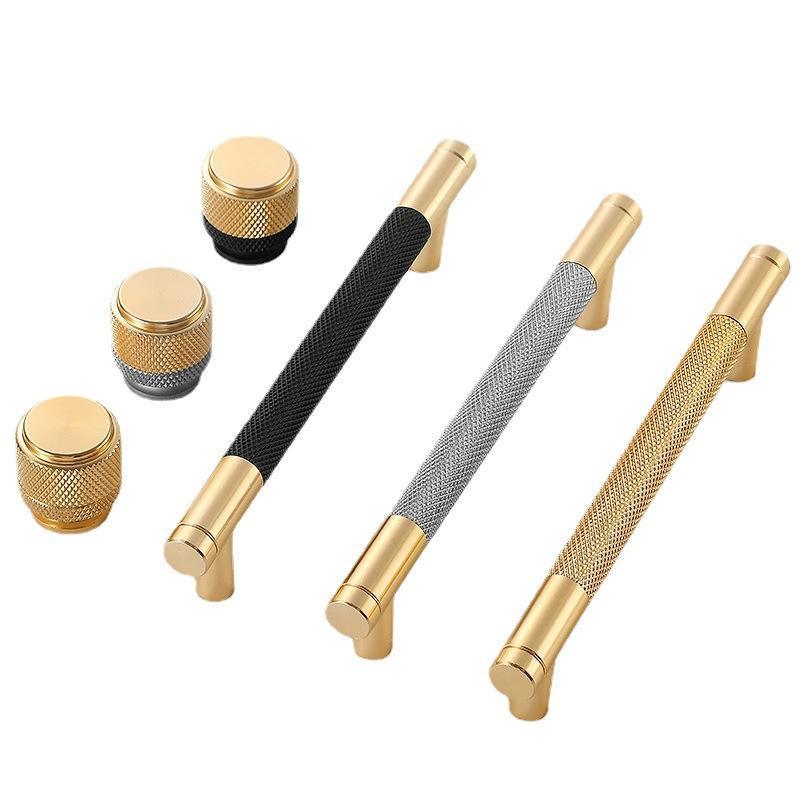 64mm simple luxury wardrobe drawer handle brush gold kitchen cabinet handle and knobs for furniture hardware