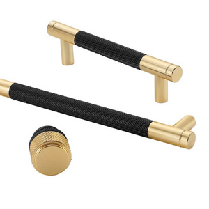 96mm simple luxury wardrobe drawer handle brush gold kitchen cabinet handle and knobs for furniture hardware