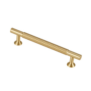 Gold Straight grain/Textured simple kitchen cabinet knobs and handles Drawer Pulls Bedroom Knobs Brass Cabinet Hardware