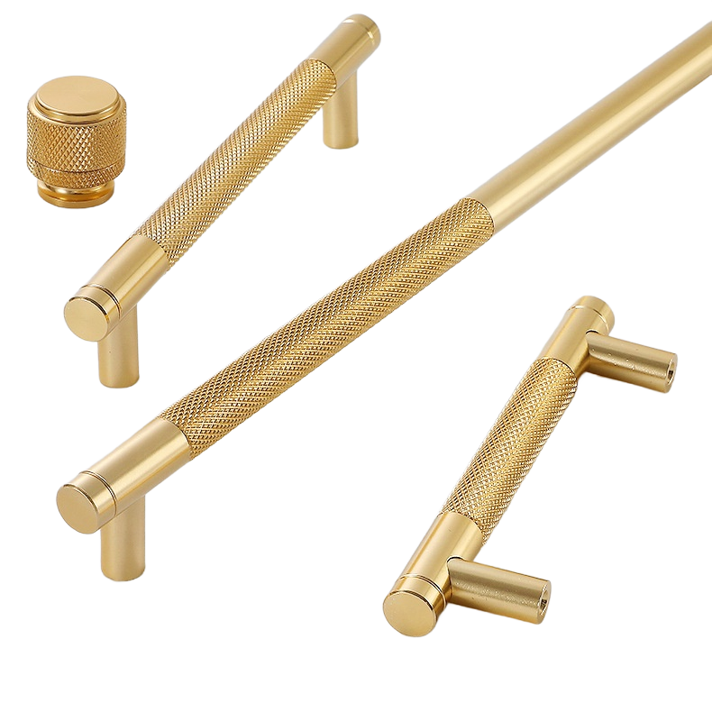 64mm simple luxury wardrobe drawer handle brush gold kitchen cabinet handle and knobs for furniture hardware