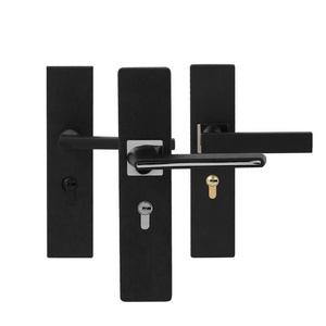 modern simple design all iron cast square lever bedroom door handle lock set