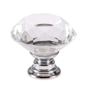 30MM Clear Crystal Glass Door Knobs with Screw Aluminum Alloy Furniture Handle for Kitchen Bedroom Dresser or Villa Use