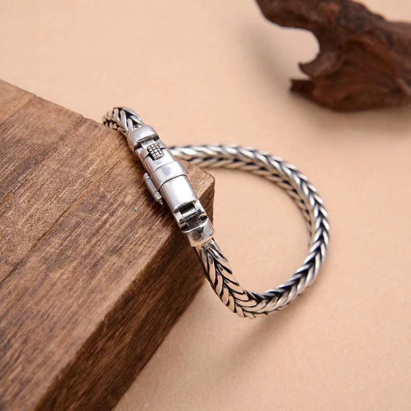 S925 Sterling Silver Bracelet for Men and Women Handmade Woven Chains Couple Fine Jewelry Bracelets & Bangles