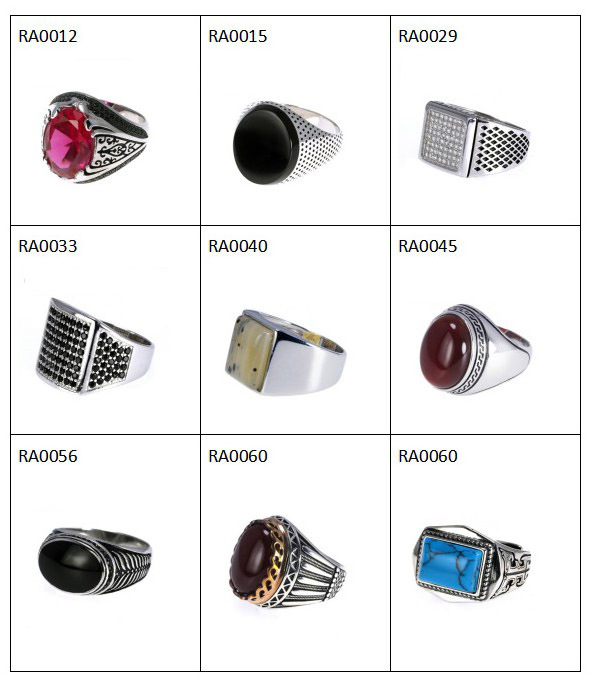 925 Sterling Silver Jewelry Men Rings Luxury Turkish Rings Silver Men Crystal Zircon Ring