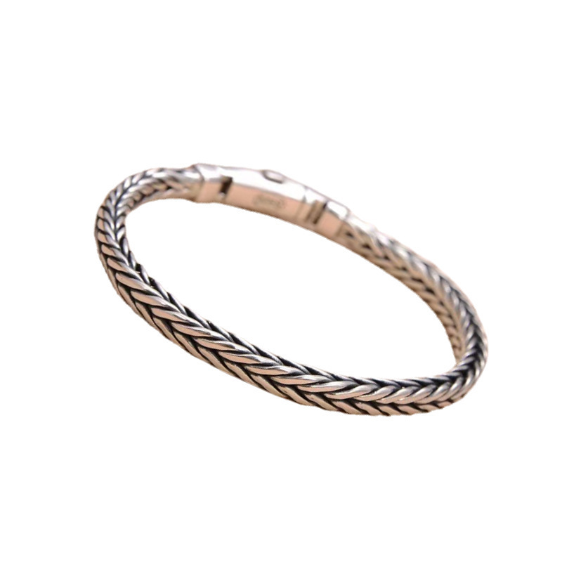 S925 Sterling Silver Bracelet for Men and Women Handmade Woven Chains Couple Fine Jewelry Bracelets & Bangles