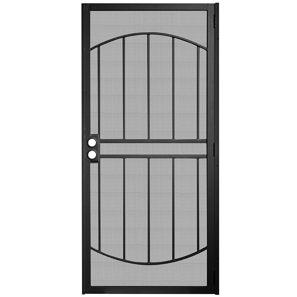 36 in x 80 in Black Surface Out swing  Metal Screen Door Steel Security Door