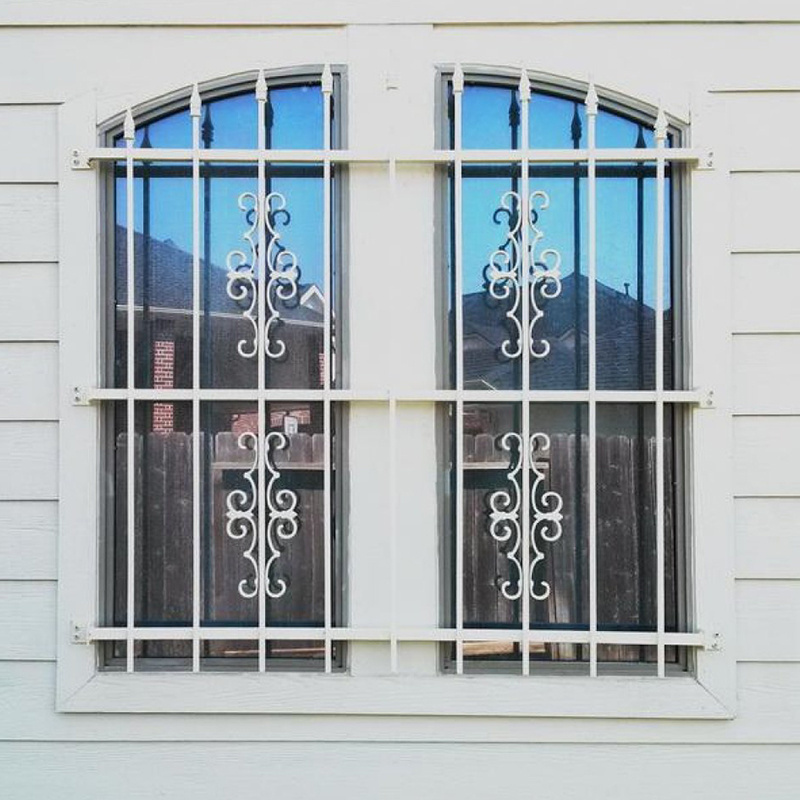 Custom decorative interior security window guard grill steel wrought iron window grill design