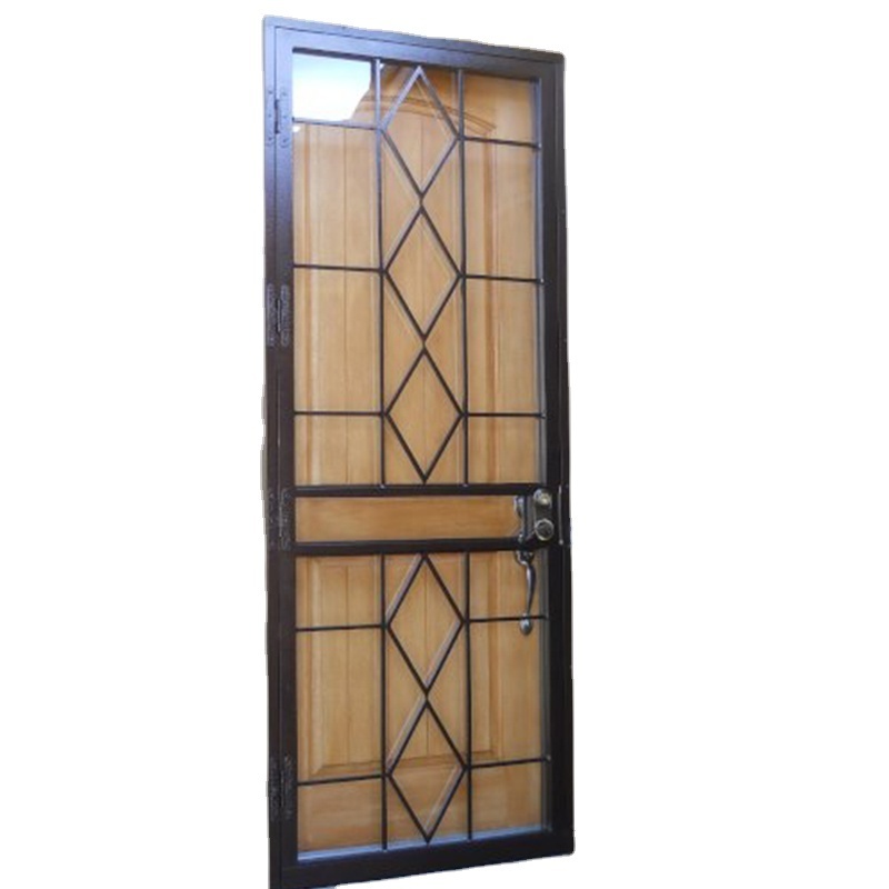 Insect prevent used metal security screen door with powder coating wrought iron exterior doors