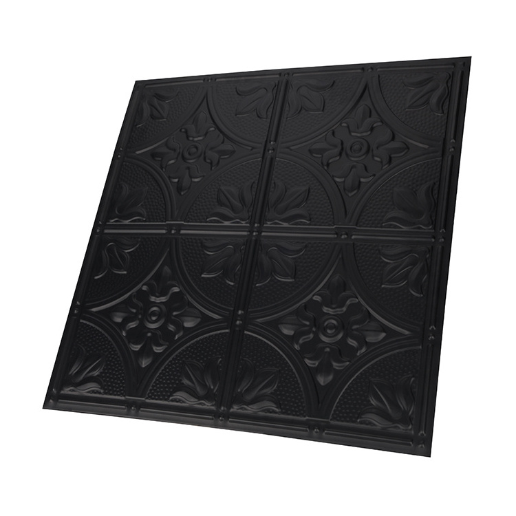 Black Moisture-proof 2 *2 Glue Up PVC Ceiling Tiles Home Decorative Ceiling Tiles