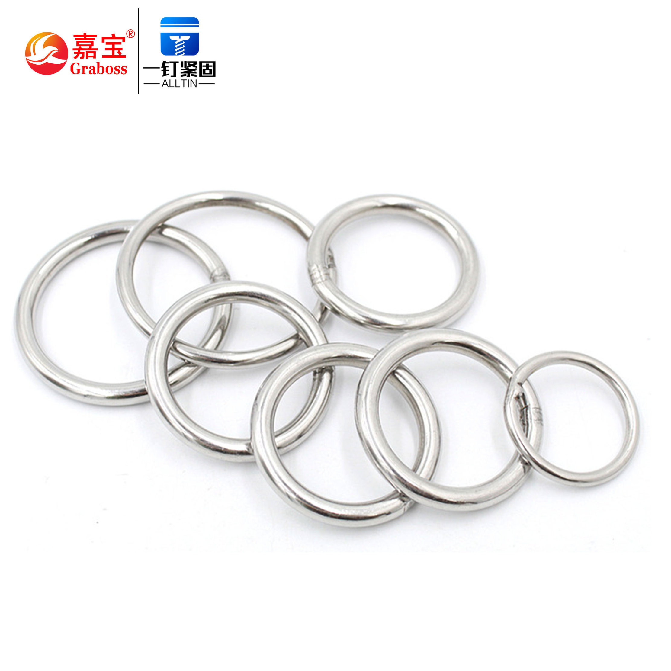 Screw Factory 20mm-80mm Stainless Steel Metal Ring Seamless Welding Round O Ring Circular Connecting Ring