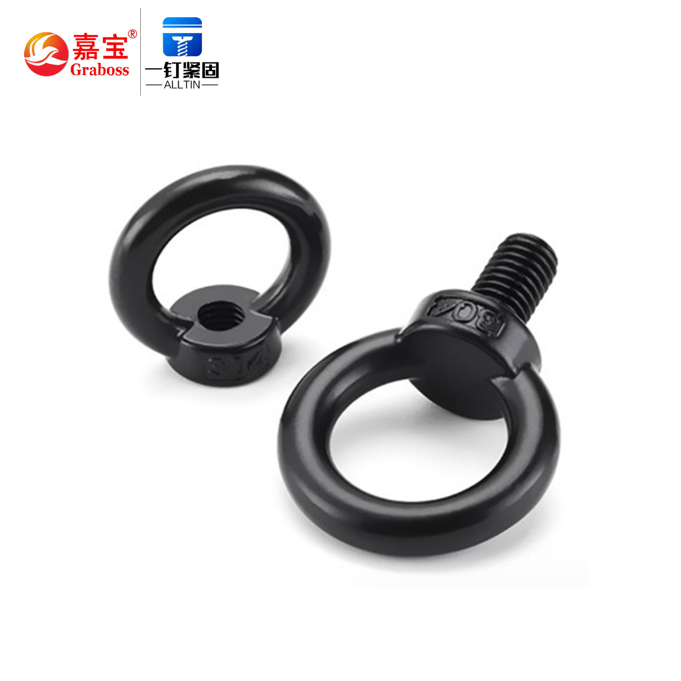 M3M8-M12 black 304 stainless steel lifting eye screw electroplated black ring shaped lifting eye bolt