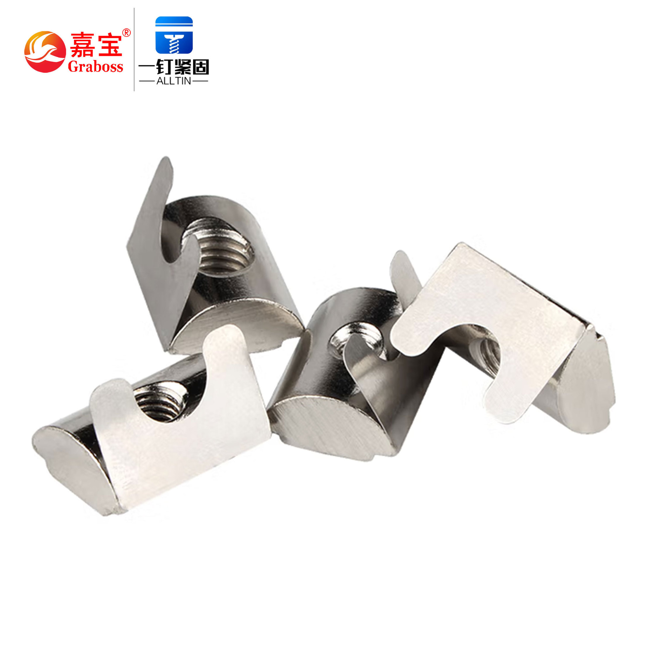 China manufactures carbon steel  Half Round Roll in Spring T Slot Nut for t-Slot M4/M5/M6/M8/M10  T-type slide nut