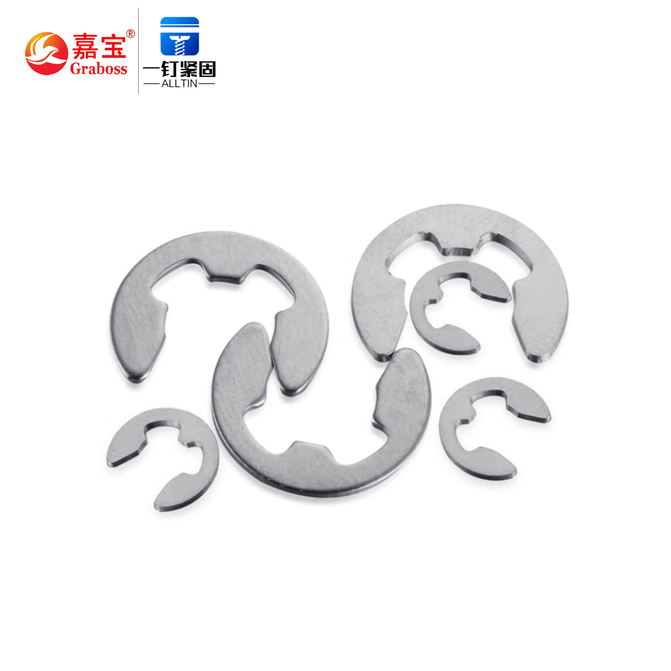 304/316 Stainless steel GB896 plain Snap Collar for Shaft Fastener Standard Shaft Lock Washer E clip spring Flat washer