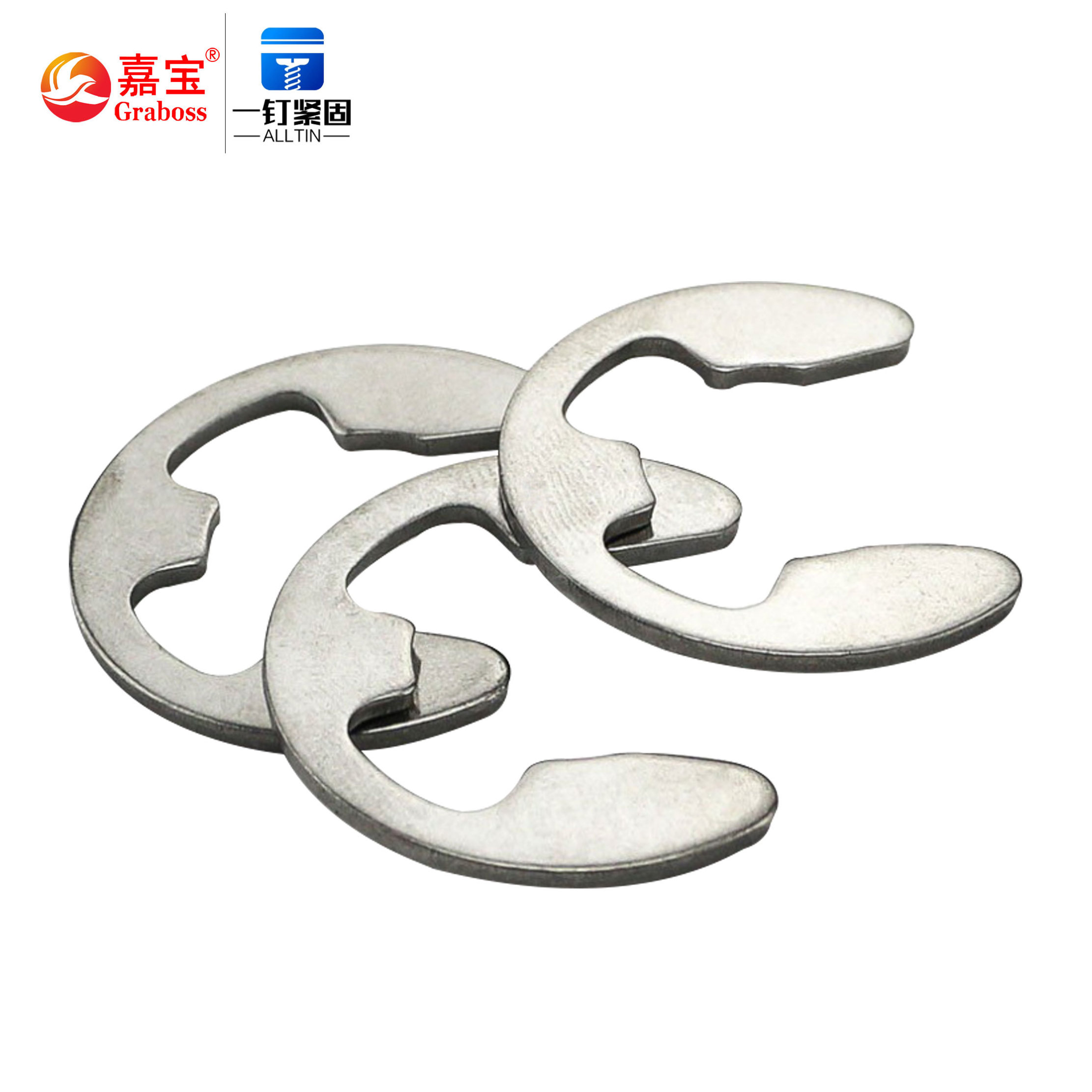 304/316 Stainless steel GB896 plain Snap Collar for Shaft Fastener Standard Shaft Lock Washer E clip spring Flat washer