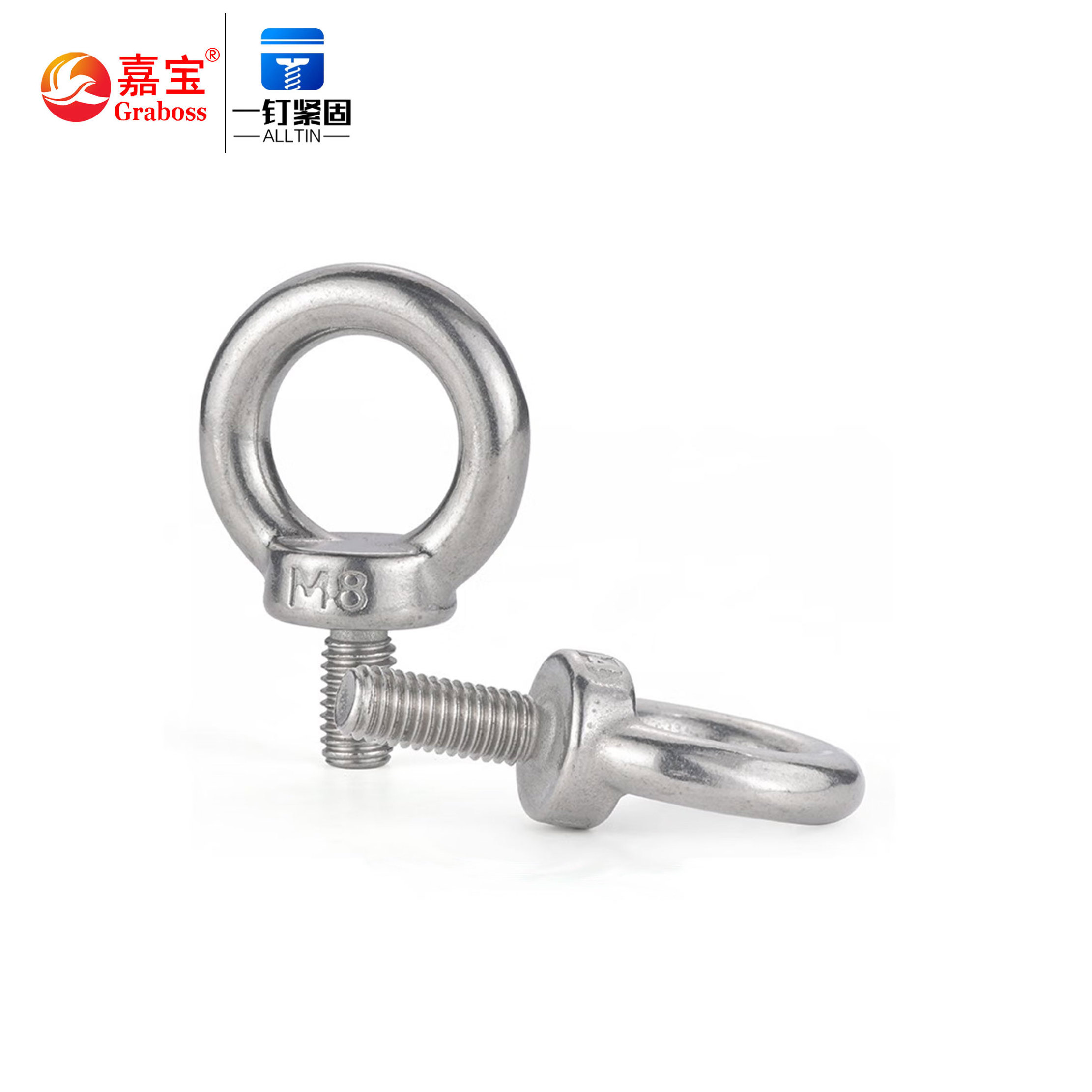 High quality 304 stainless steel  lifting eye bolts M5-M14 bolts Hanging Ring Screws Hanging Bolts Round Ring Screws