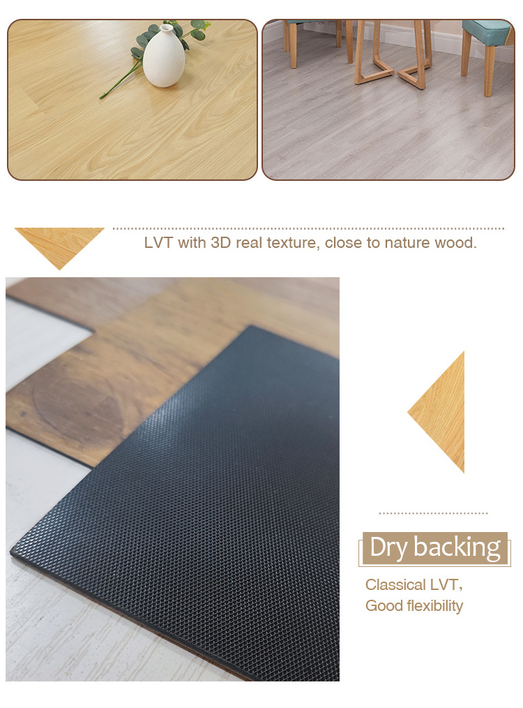 Graceline Dry backing Glue Down Commercial Wooden  LVT Luxury Plank PVC Vinyl flooring