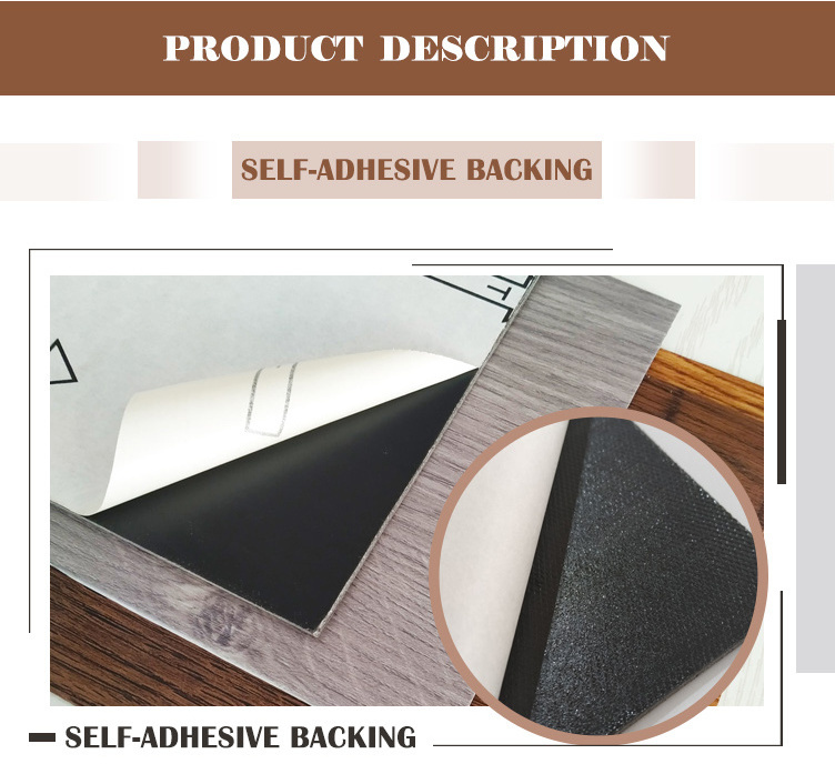 Vinyl adhesive waterproof anti slip pvc roof floor tile plastic flooring like wood