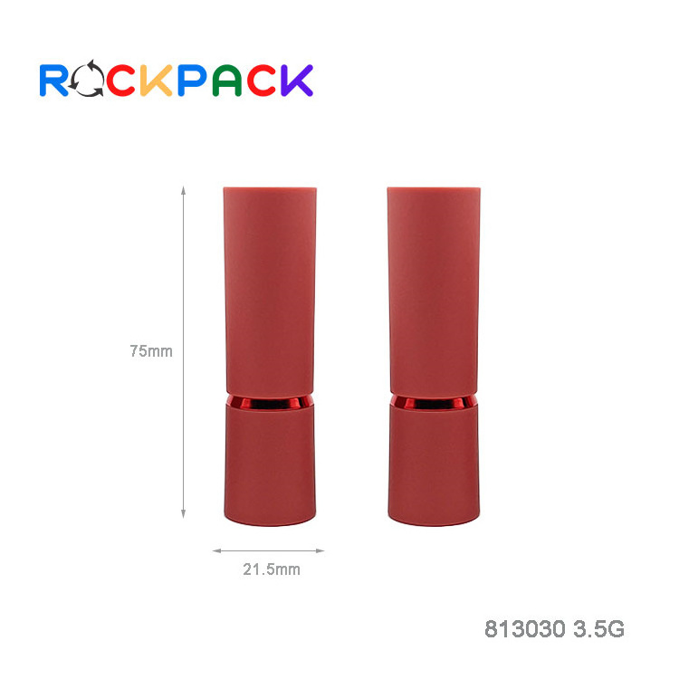 Round shape red color matte plastic lipgloss cosmetic empty lipstick tube packaging