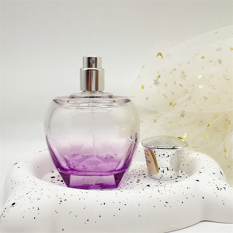 106ml Round ball shape purple glass perfume cosmetic bottles