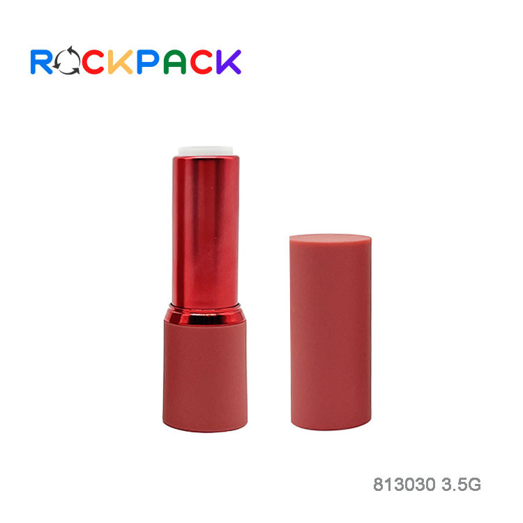 Round shape red color matte plastic lipgloss cosmetic empty lipstick tube packaging