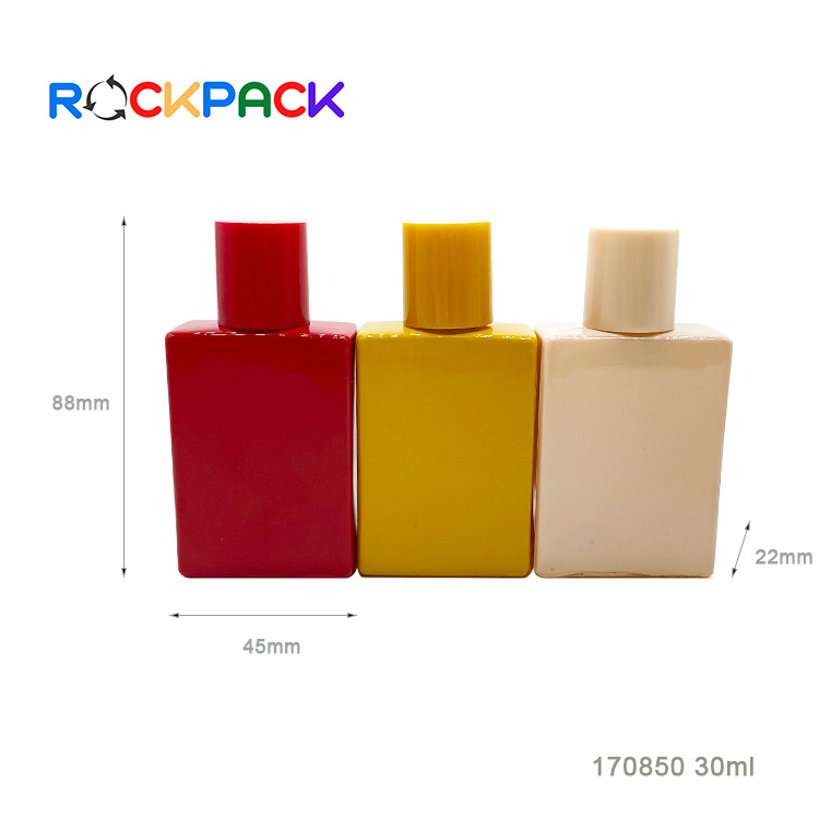 30ml Rectangle Shape Red Yellow Pink glass spray perfume bottles