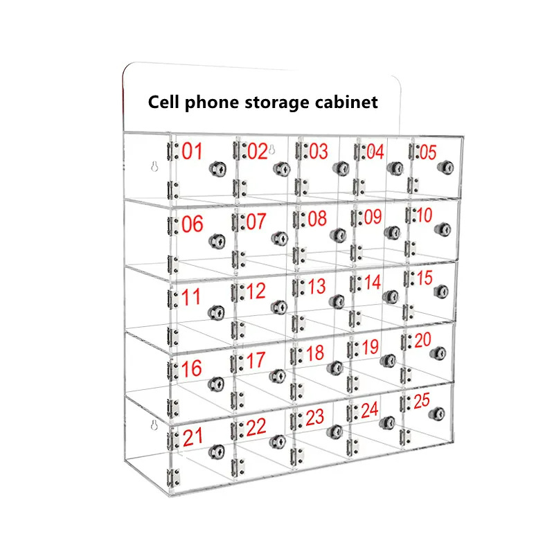 Cell Phone Locker Box Clear Cell Phone Lock Box Wall-Mounted Cell Phone Storage Cabinet with Keys