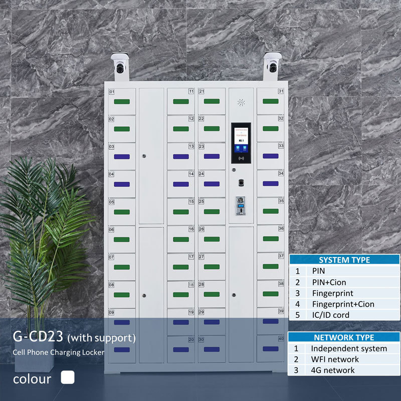 Colorful 40-Slot Metal Cell phone Locker Charging Station compatible with iPad/iPhone smart storage Cabinet locker with camera