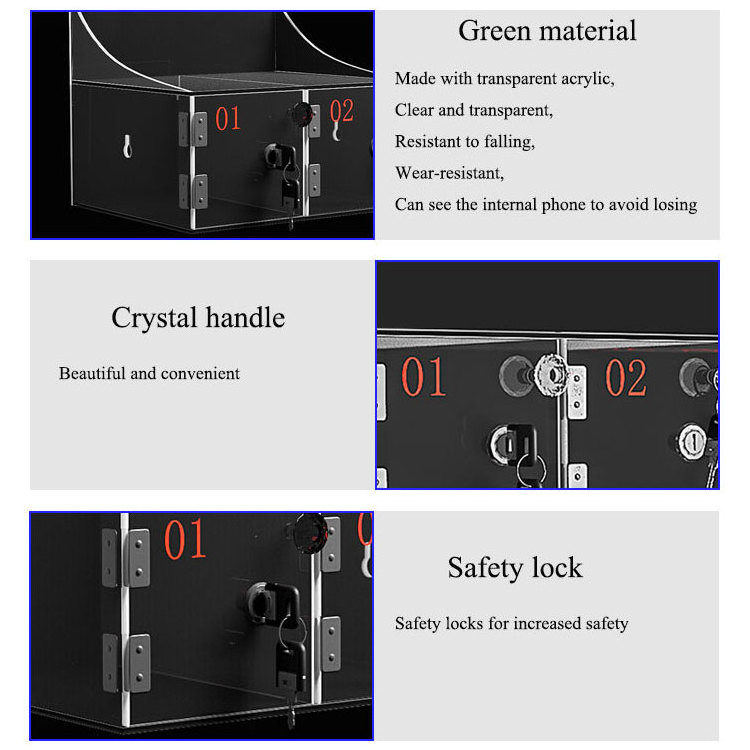 Acrylic Mobile Locker factory staff lockers transparent mobile phone storage box