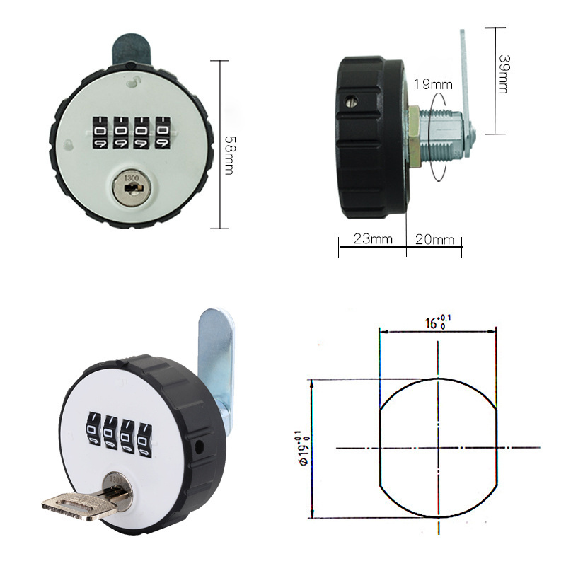 High Quality 4 Digit Cam Lock  Round Mechanical Cam Lock Key Double Open Code Lock