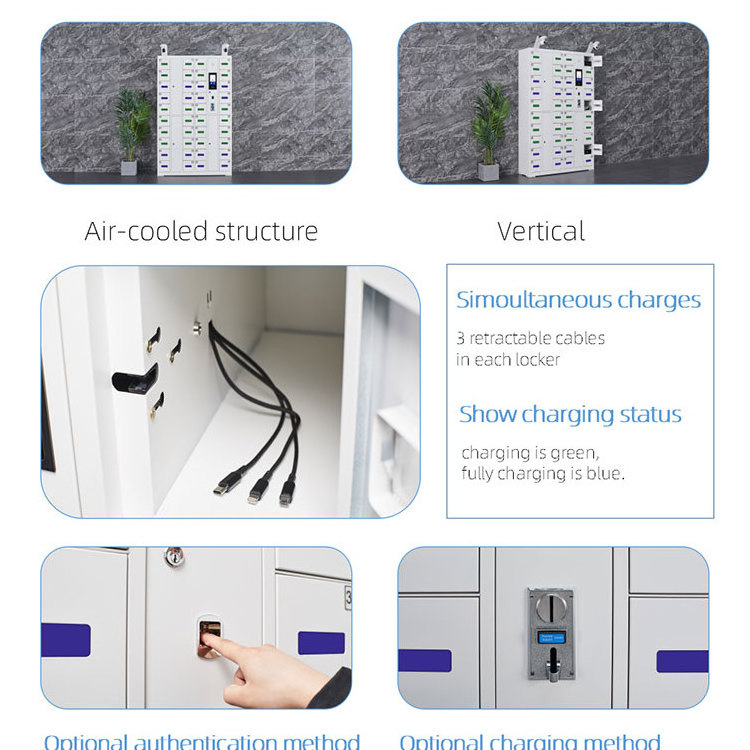 Colorful 40-Slot Metal Cell phone Locker Charging Station compatible with iPad/iPhone smart storage Cabinet locker with camera