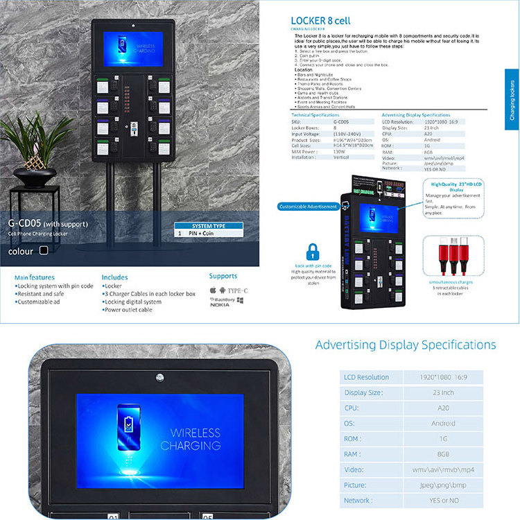 Public locker mobile phone charging vending machine