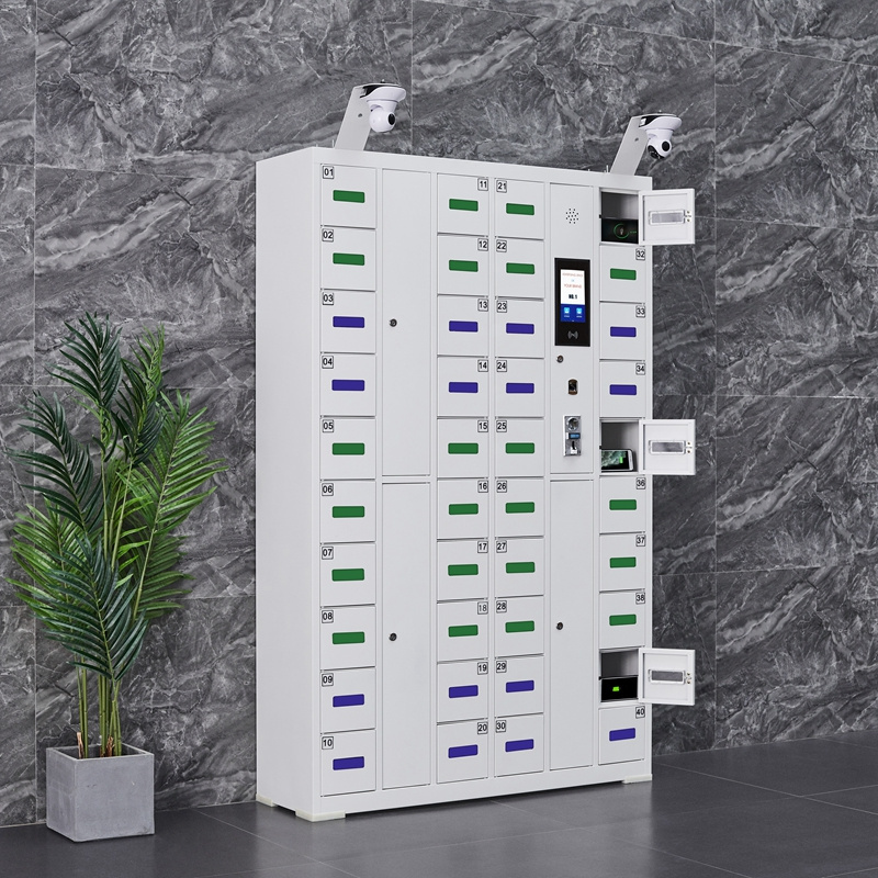 Colorful 40-Slot Metal Cell phone Locker Charging Station compatible with iPad/iPhone smart storage Cabinet locker with camera