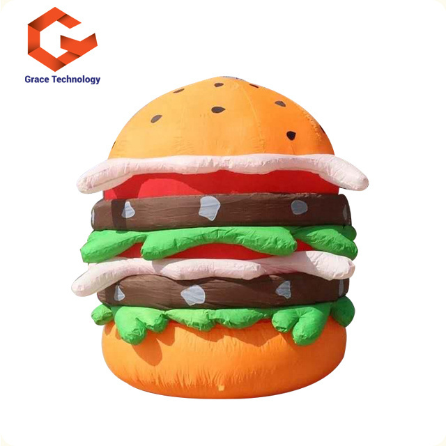 Custom PVC Hamburger  Food Model Balloon Giant Inflatable Hamburger Model For Outdoor Advertising