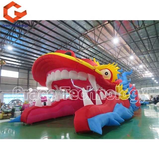 LED Lighting Inflatable Dragon Tent Outdoor Decoration Tent Dragon Head Tunnel for Party Display