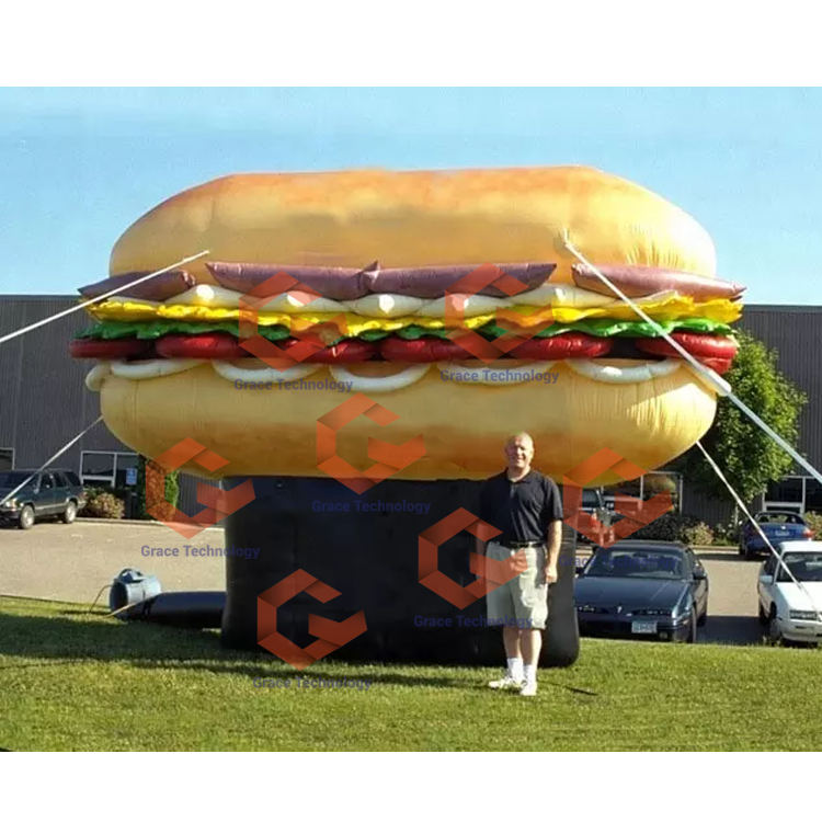 Custom PVC Hamburger  Food Model Balloon Giant Inflatable Hamburger Model For Outdoor Advertising