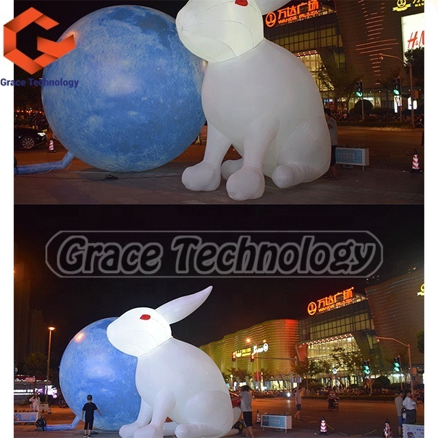 Giant Inflatable Rabbit Led Lighting Moon Balloon for Mid-Autumn Festival