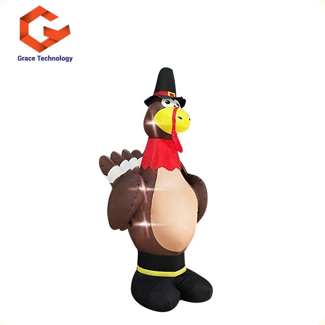 New Design Giant Inflatable Chicken Cartoon Animal Lighting Inflatable Turkey Cartoon For Thanksgiving Decoration