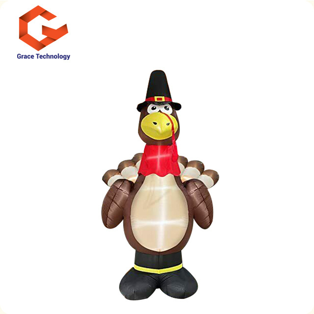 New Design Giant Inflatable Chicken Cartoon Animal Lighting Inflatable Turkey Cartoon For Thanksgiving Decoration