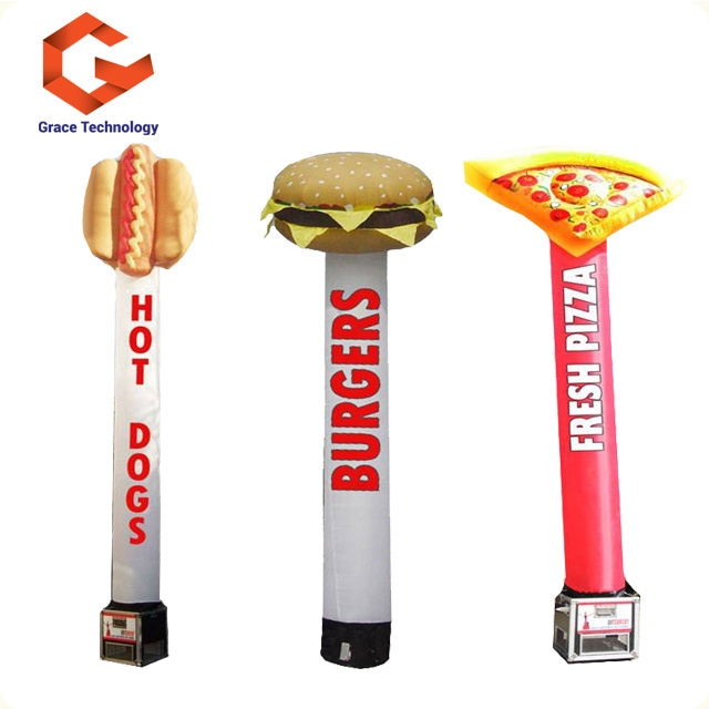 New Design Pizza Inflatable Sky Tube Led Lighting Inflatable Hot Dog Hamburger Air Dancer For Advertising